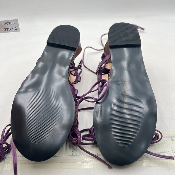 YDN Purple Ankle High Gladiator Sandals Lace up Open toe Flats Zips Shoes - Picture 7 of 8